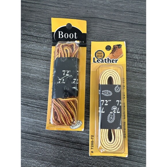 2 Sets Boot Laces, Shoe Gear Leather & STAY-TY Nylon Laces Heavy Duty 72” 183 Cm - Picture 2 of 5